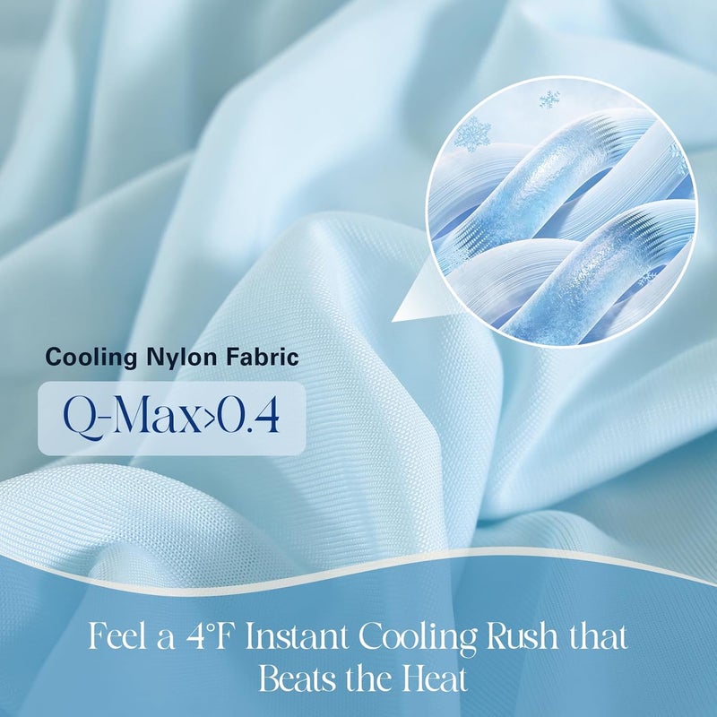 DOWNCOOL 4-Piece Cooling Sheet Set Full Size, Cooling Bed Sheets for Hot Sleepers and Night Sweats, Q-Max>0.4, Soft & Breathable Summer Bedding Sheets, Deep Pocket Up to 15", Blue - Image 3