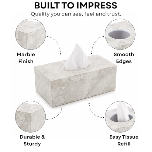 Nabhya Multi Function Tissue Storage Box with Rectangle Shape Plastic Tissue Box Holder | Paper Napkin Holder Case | Tissue Holder Dispenser Organizer for Car Decor Home Room Hotel (White) - Image 4