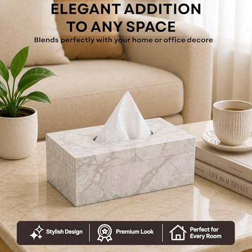 Nabhya Multi Function Tissue Storage Box with Rectangle Shape Plastic Tissue Box Holder | Paper Napkin Holder Case | Tissue Holder Dispenser Organizer for Car Decor Home Room Hotel (White) - Image 3