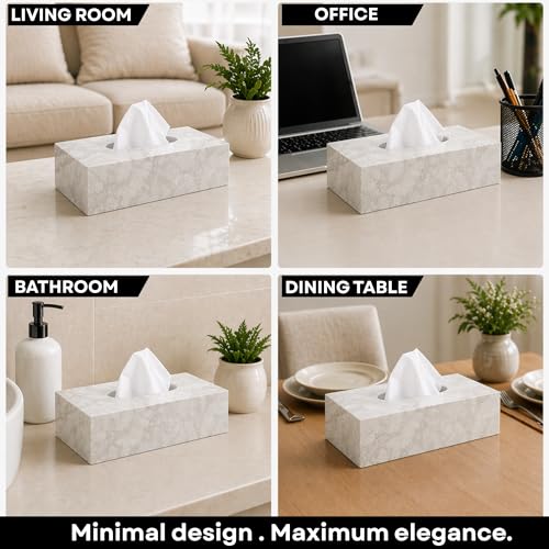 Nabhya Multi Function Tissue Storage Box with Rectangle Shape Plastic Tissue Box Holder | Paper Napkin Holder Case | Tissue Holder Dispenser Organizer for Car Decor Home Room Hotel (White) - Image 5
