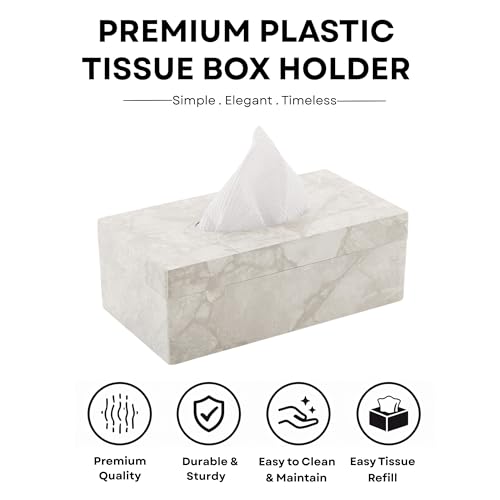 Nabhya Multi Function Tissue Storage Box with Rectangle Shape Plastic Tissue Box Holder | Paper Napkin Holder Case | Tissue Holder Dispenser Organizer for Car Decor Home Room Hotel (White) - Image 2