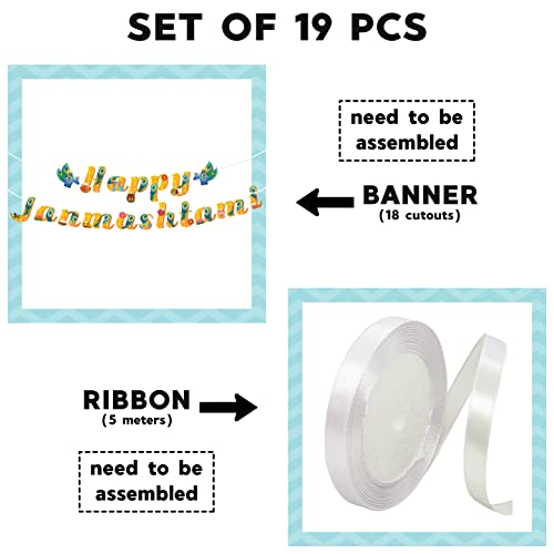 Festiko 1 Pc Happy Janmashtami Banner With Ribbon, Hanging Decoration Supplies, Janmashtami Celebration Supplies, 10 Cm - Image 2