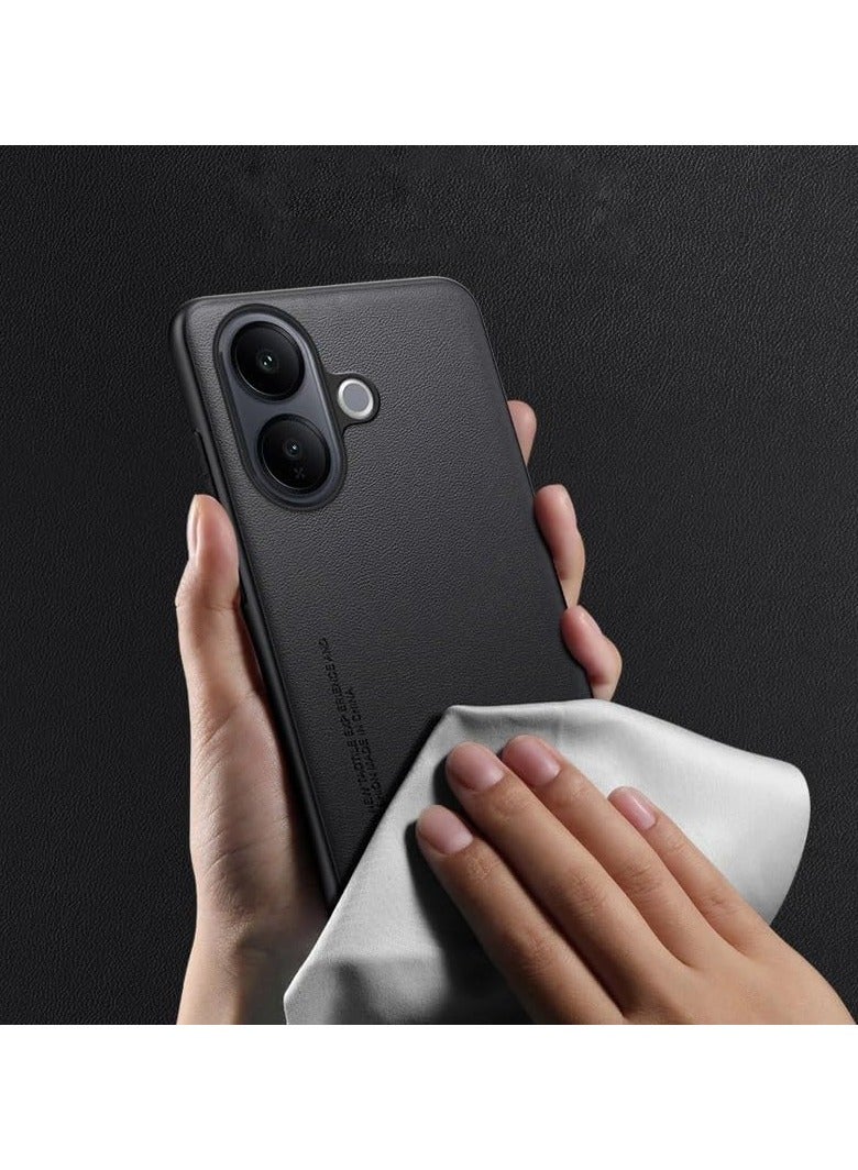 عام **متوافق مع فيفو V60 لايت 5G - غطاء من TPU ناعم مع طبقة جلد صناعي خفيف جداً بحماية كاملة للكاميرا** - Image 2