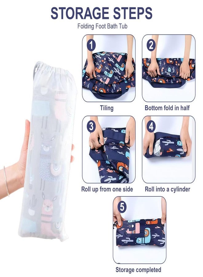 VANTOBEST 15L 10.6×7.1in Oxford Fabric Collapsible Foot Soaking Tub, Navy Blue Foldable Foot Bath Basin with Handles, Multi-Function Foot Spa Bucket for Home, Travel, Camping & Outdoor - Image 4