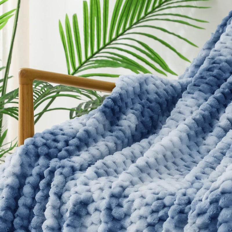 Extra Large Soft Fleece Throw Blanket, 50x70 Inches Stylish Jacquard Throw Blanket for Couch, Fuzzy Cozy Lightweight for All Season, Tie-dye Stone Blue - Image 4
