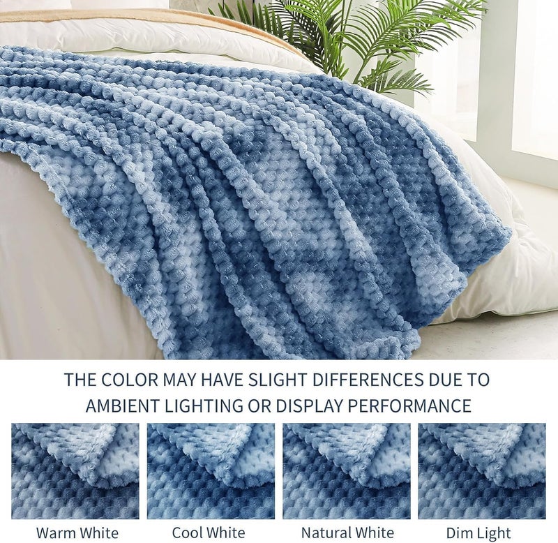 Extra Large Soft Fleece Throw Blanket, 50x70 Inches Stylish Jacquard Throw Blanket for Couch, Fuzzy Cozy Lightweight for All Season, Tie-dye Stone Blue - Image 3