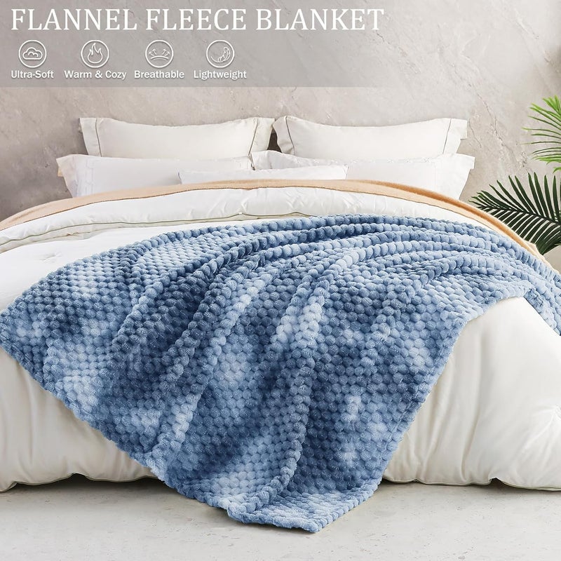 Extra Large Soft Fleece Throw Blanket, 50x70 Inches Stylish Jacquard Throw Blanket for Couch, Fuzzy Cozy Lightweight for All Season, Tie-dye Stone Blue - Image 2