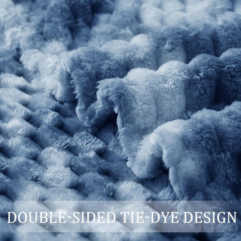 Extra Large Soft Fleece Throw Blanket, 50x70 Inches Stylish Jacquard Throw Blanket for Couch, Fuzzy Cozy Lightweight for All Season, Tie-dye Stone Blue - Image 5