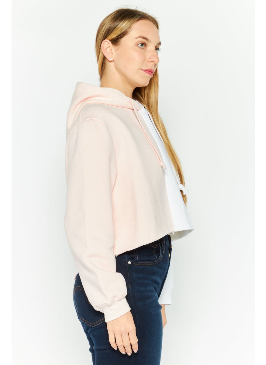 Vintage Havana - Women Hooded Long Sleeves Two-Toned Sweatshirt, Pink - Image 1