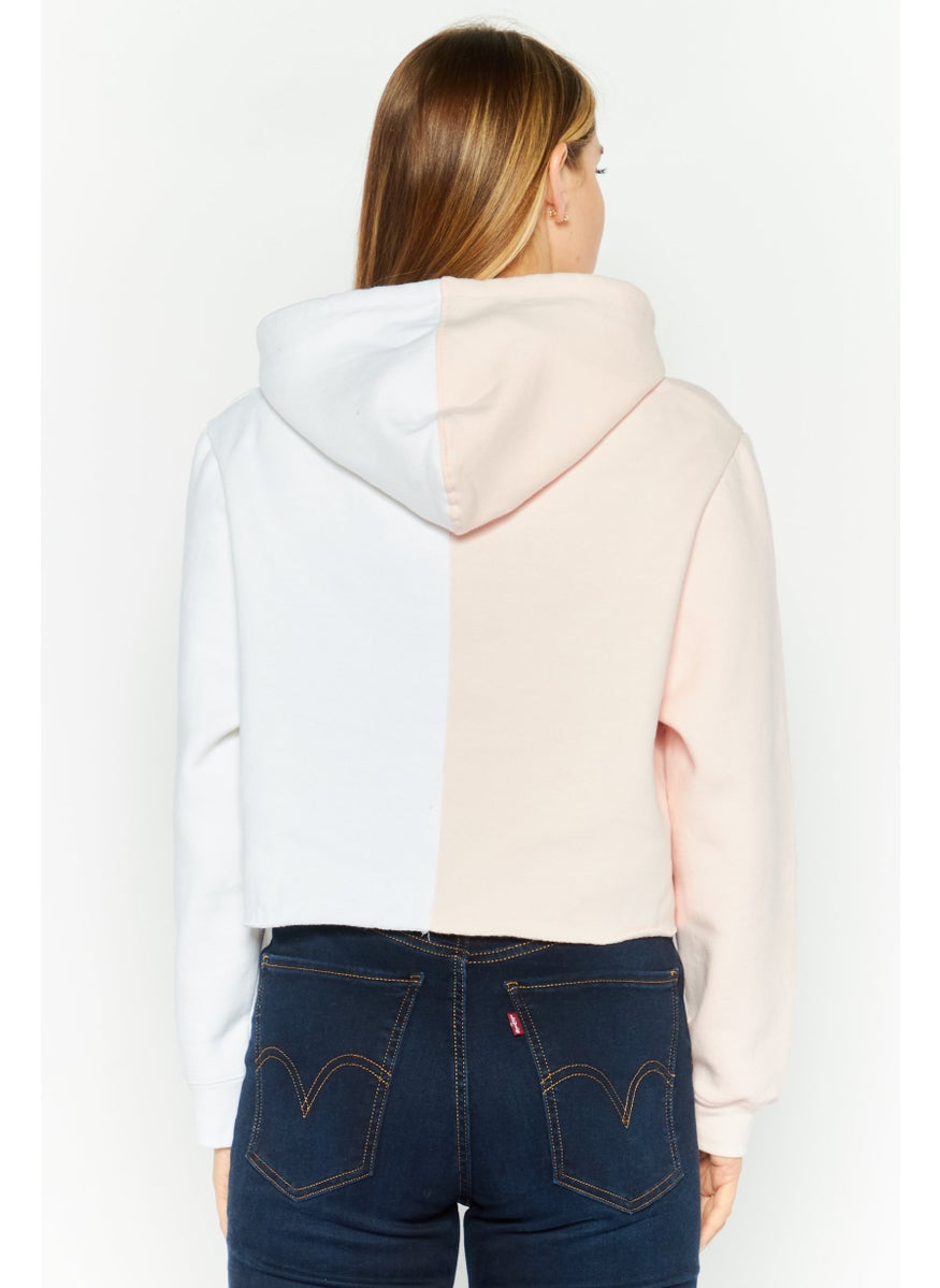 Vintage Havana - Women Hooded Long Sleeves Two-Toned Sweatshirt, Pink - Image 1