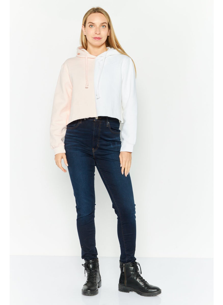 Vintage Havana - Women Hooded Long Sleeves Two-Toned Sweatshirt, Pink - Image 1
