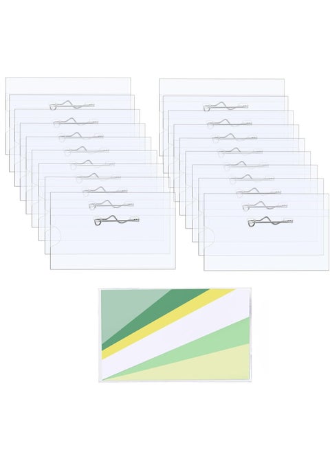 Name Badge Holders, Pin Style Plastic Name Tags Name Badge Holders ID Name Tags with Clips Horizontal Name Badge Holder 3.54 x 2.16 inch, 50 Pcs