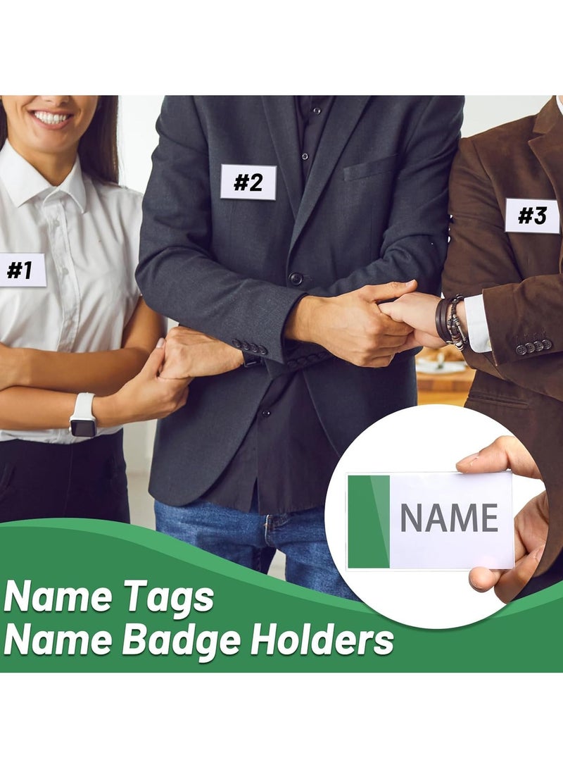 SYOSI - Name Badge Holders, Pin Style Plastic Name Tags Name Badge Holders ID Name Tags with Clips Horizontal Name Badge Holder 3.54 x 2.16 inch, 50 Pcs - Image 1