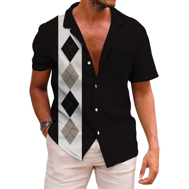 KYKU 50s Bowling Shirts for Men Button Down Short Sleeve Shirt Retro Gifts - Image 1