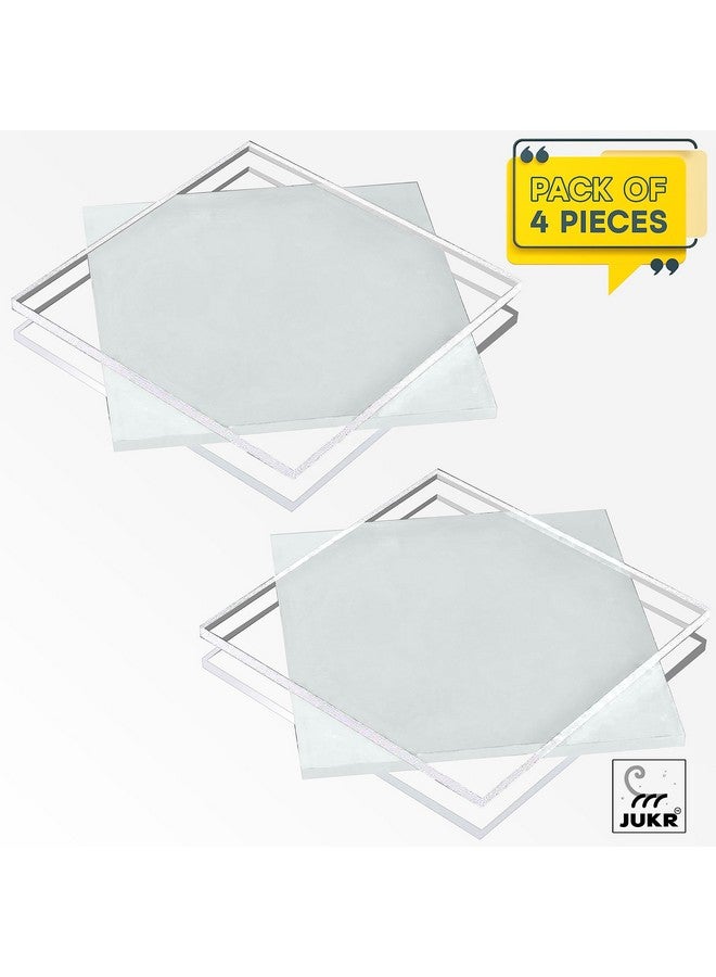 JUKR Transparent Acrylic Sheets 6 x 6 Inch (150 x 150 mm) 3 mm Thickness Laser Cut Square Plexiglass Clear Acrylic Sheet Board for Glass Art Painting, DIY Crafts Projects, Photo Frames (Pack of 4) - Image 2
