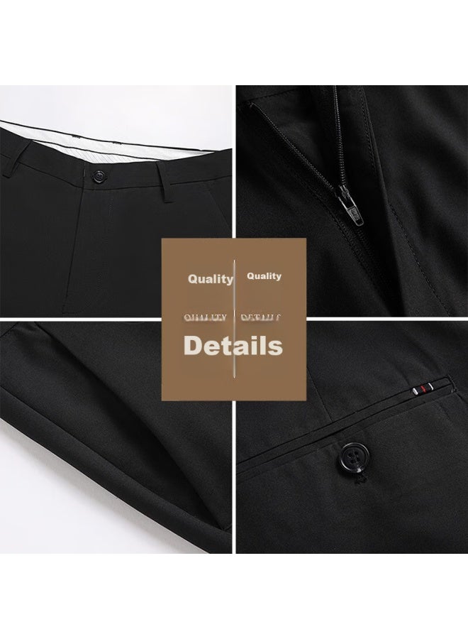 Tucano Tucano Casual Pants For Men, Modal Business Solid Color Versatile Loose Straight Slim Fit Simple Trousers Men's Clothing, Black, Size 32 - Image 2