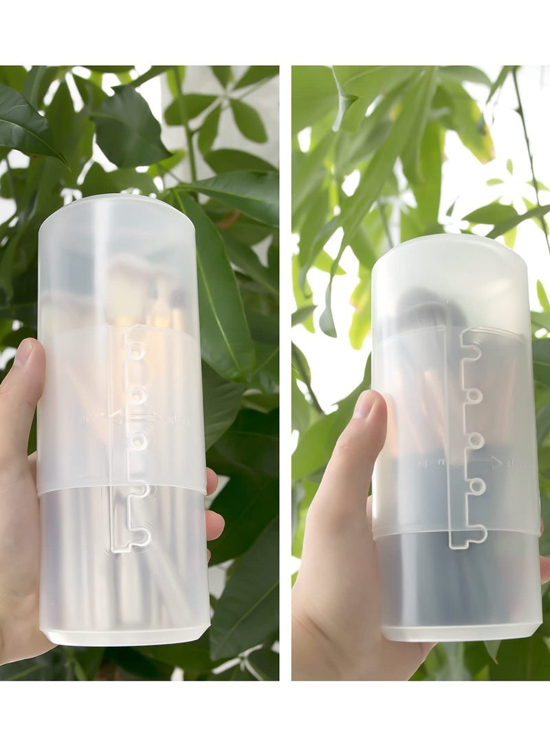 SOLARAE Makeup Brush Holder, Retractable Makeup Brush Storage Box Large Capacity Portable Vertical Makeup Brush Holder, Plastic Transparent Travel Makeup Brush Case Waterproof and Dustproof Makeup Brush Cup - Image 4