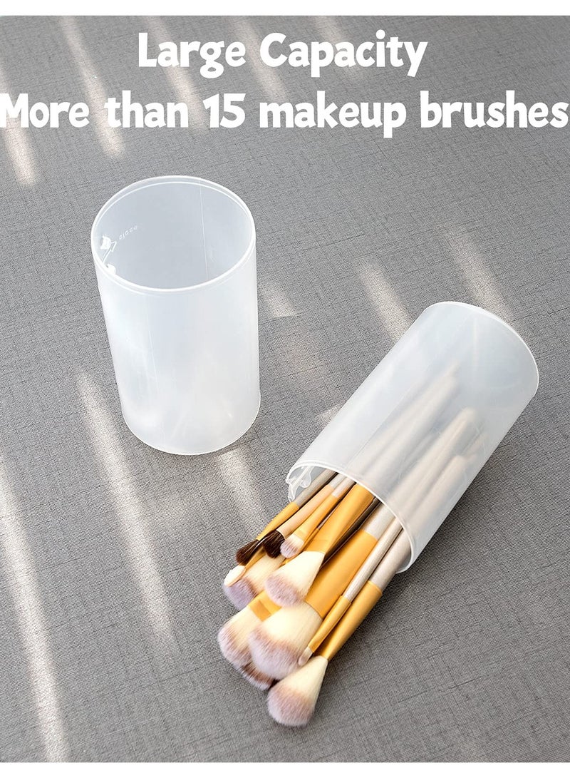 SOLARAE Makeup Brush Holder, Retractable Makeup Brush Storage Box Large Capacity Portable Vertical Makeup Brush Holder, Plastic Transparent Travel Makeup Brush Case Waterproof and Dustproof Makeup Brush Cup - Image 2