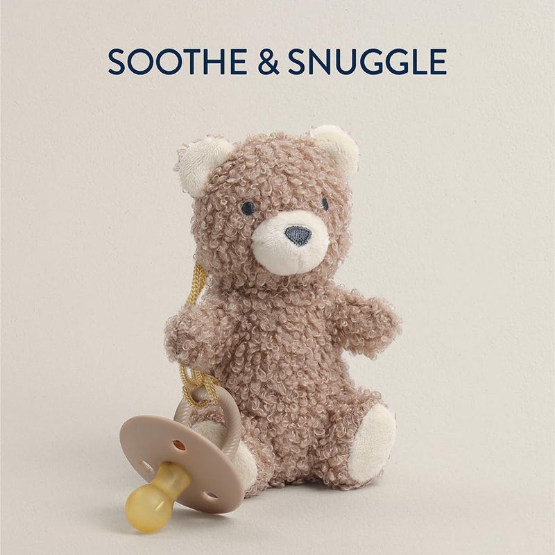Itzy Ritzy Pacifier & Lovey Set - Natural Rubber Paci with Stuffed Animal Lovey - Detachable Plush Bear Pacifier Holder & Coordinating Natural Rubber Soother, Ideal for Ages 0-6 Months (Bear) - Image 4
