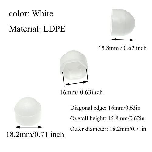 Pro Bamboo Kitchen 24pcs Bolt Nut Protection Cap White Hexagon Dome Nylon Bolt Nut Protection Cover M8x14mm - Image 3