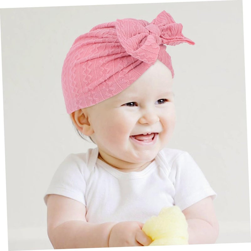 3Pcs Soft Stretchy Baby Beanie Hat With Bow Knot For Toddlers Girls Boys Pink - Image 5