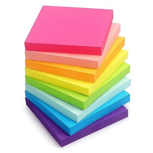 Eastern Wolf 8 Pads Sticky Notes 3x3 Self-Stick Notes 8 Bright Multi Colors Purple Sticky Notes, 85 Sheet/Pad - Image 1