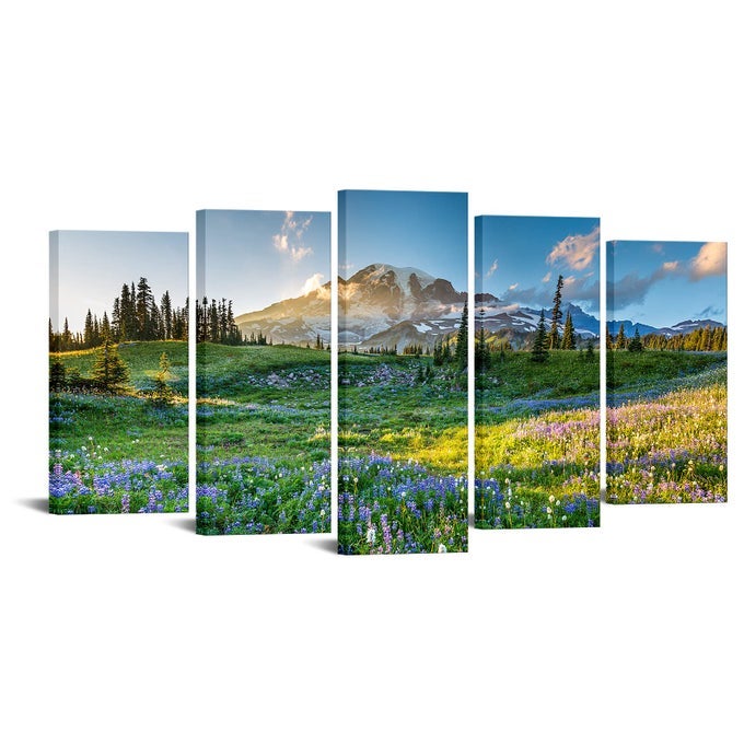 LARGE CANVAS PRINT WALL ART MOUNT RAINIER NATIONAL PARK AT SUNRISE LANDSCAPE PAINTING GICLEE PRINT GALLERY WRAP READY TO HANG MODERN LIVING ROOM DECOR