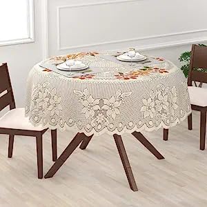 STUNNING LOOK Cotton Round Centre Table Covers Floral Printed Tablecloth Dinning Table Cover for 46 Seater 70 x 70 Inches Rust - Image 1
