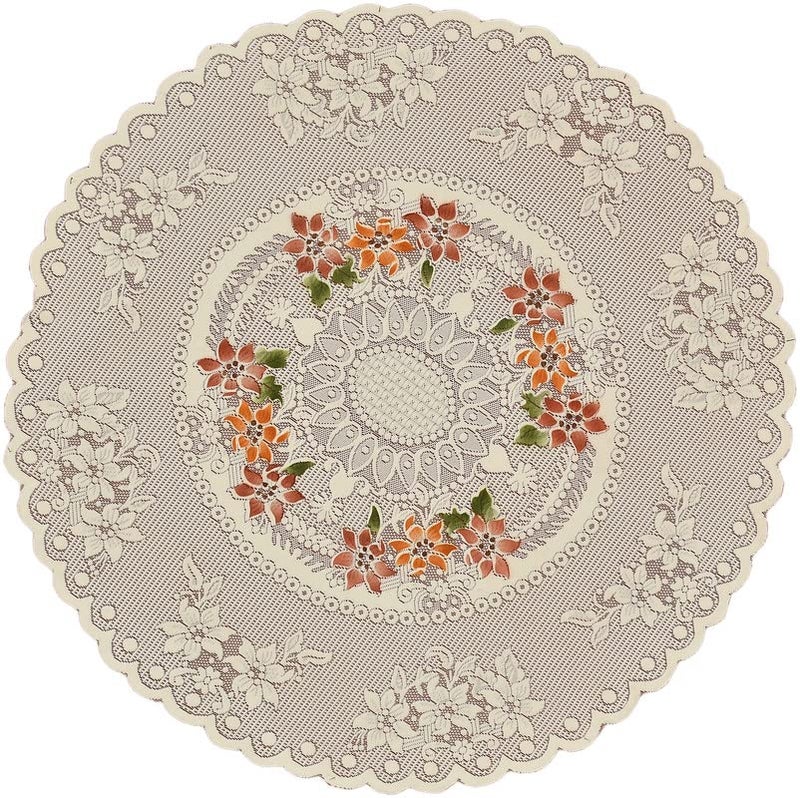 STUNNING LOOK Cotton Round Centre Table Covers Floral Printed Tablecloth Dinning Table Cover for 46 Seater 70 x 70 Inches Rust - Image 2
