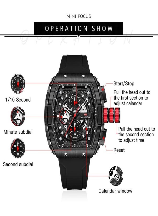 MF MINI FOCUS Mini Focus Men's Watch Fashion Sport Wrist Watches (Chronograph/Waterproof/Luminous/Calendar) Silicon Strap Quartz Watch for Men, Black_golden, Casual,luxury,outdoor - Image 5
