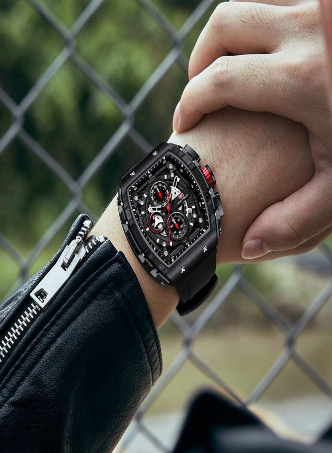 MF MINI FOCUS Mini Focus Men's Watch Fashion Sport Wrist Watches (Chronograph/Waterproof/Luminous/Calendar) Silicon Strap Quartz Watch for Men, Black_golden, Casual,luxury,outdoor - Image 3