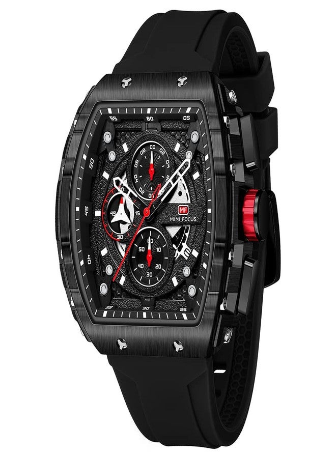 MF MINI FOCUS Mini Focus Men's Watch Fashion Sport Wrist Watches (Chronograph/Waterproof/Luminous/Calendar) Silicon Strap Quartz Watch for Men, Black_golden, Casual,luxury,outdoor - Image 1