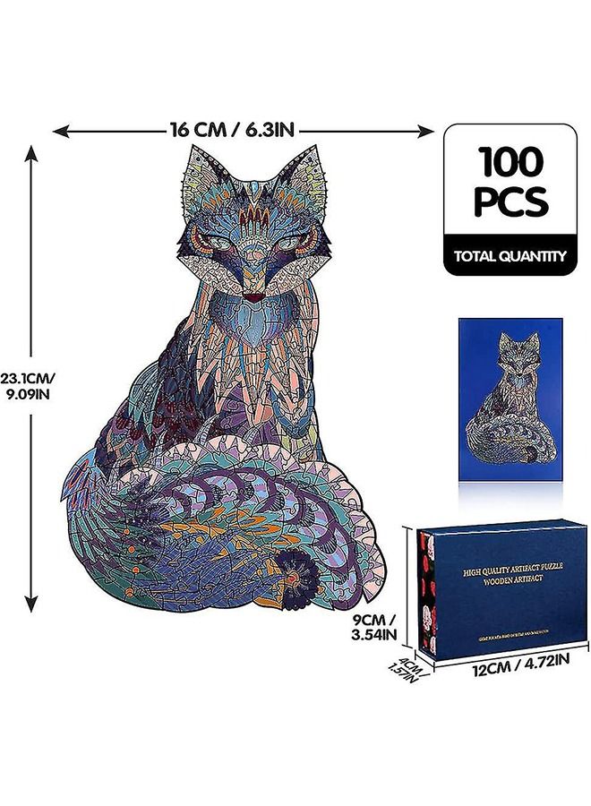 Fox Wooden Jigsaw Puzzle Wood Animal Shape 3D Jigsaw Puzzle for Adults and Kids - Image 1