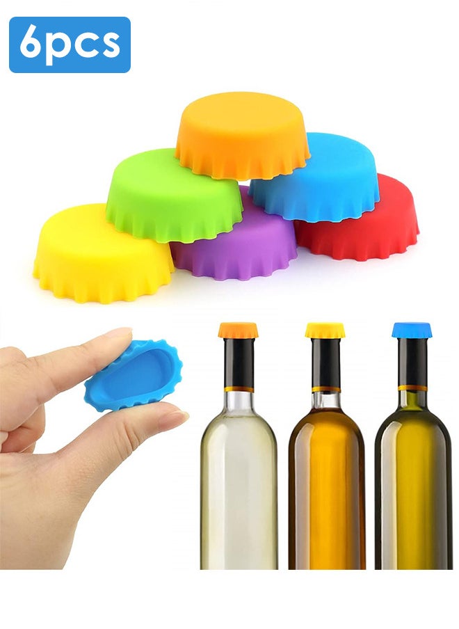 Generic 6pcs Silicone Rubber Bottle Caps Reusable Beer Caps for Home Brewing Soft Drink Wine Bottle Beer Bottle Soda Bottles Kitchen Gadgets  - Image 1