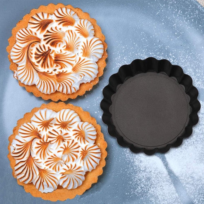 Cyimi Mini Tart Pan Set of 6, Non-Stick 4 Inch Quiche Pan, Removable Bottom Tart Pan for Pies, Quiche Bakeware, Cheese Cakes, Desserts and more - Image 5