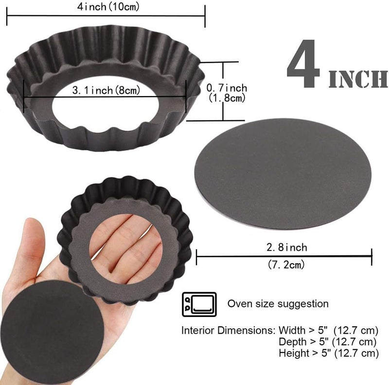 Cyimi Mini Tart Pan Set of 6, Non-Stick 4 Inch Quiche Pan, Removable Bottom Tart Pan for Pies, Quiche Bakeware, Cheese Cakes, Desserts and more - Image 2
