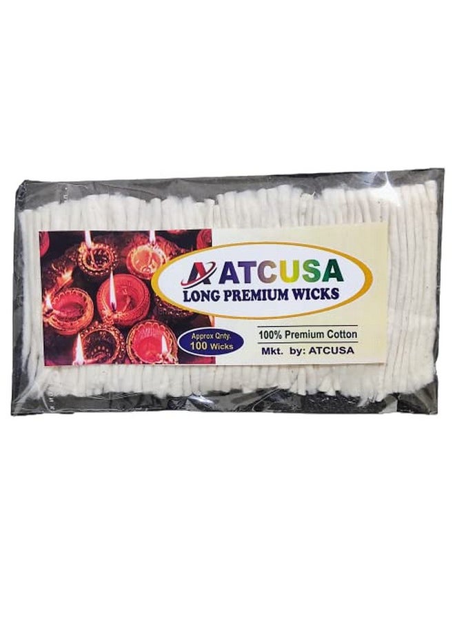 ATCUSA Handmade 3" Long Cotton Wicks Puja Pooja Jyot Batti Oil Lamp Diyas Diwali Deepawali Diya Ideal for Brass, Kuber Clay Diya Home Mandir Temple (Plain Cotton Wicks Pack (Approx 100 Wicks))  - Image 1