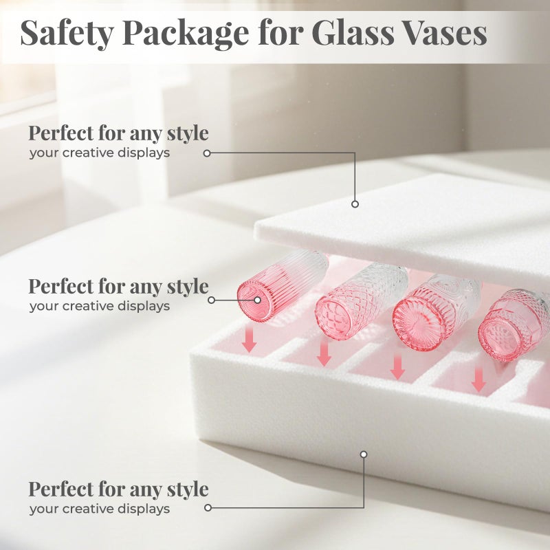 BEAHOT 24 Pack Pink Flower Vase in Bulk,Mini Vintage Glass Bud Vases for Centerpieces,Wedding Decor,Party & Home Decaration,Mother's Day (Pink-Gradient) - Image 4