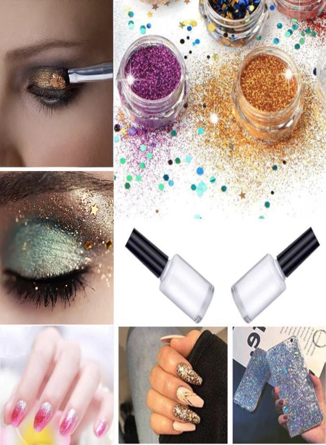 Glitter Powder Kit 30 Bottles Fine Glitter Powder Pigment Luminous with Glue Brushes Stencils for Tattoo Body Art Party Makeup Face & Nail Art Temporary Tattoo Powder Cosmetic Loose Glitter Set - Image 3