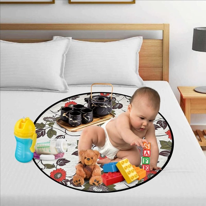 Khushimit® Water Resistant Baby Bed Sheet Protector || Baby Enjoy Food on Bed with Playing || Baby Playing Sheet || Picnic Mat for Baby with Stain Resistant || Size- 36 * 36 Inch || (Design-KM1001) - Image 1
