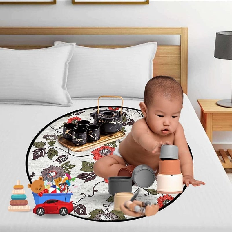 Khushimit® Water Resistant Baby Bed Sheet Protector || Baby Enjoy Food on Bed with Playing || Baby Playing Sheet || Picnic Mat for Baby with Stain Resistant || Size- 36 * 36 Inch || (Design-KM1001) - Image 3