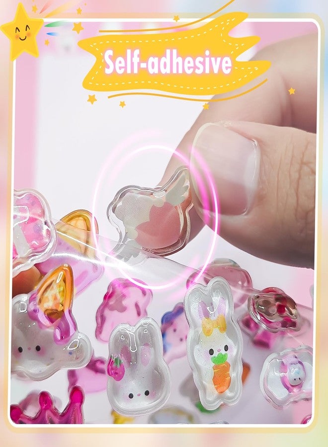 Dojomadf 2 Sheets of 3D Decals - Cute Pink Bunny & Purple Ghost Resin Stickers, Kawaii 3D Decals for Use on Any Surface, Reusable Stickers for Laptops, Phones, Rooms, School Supplies & Home Decor - Image 2