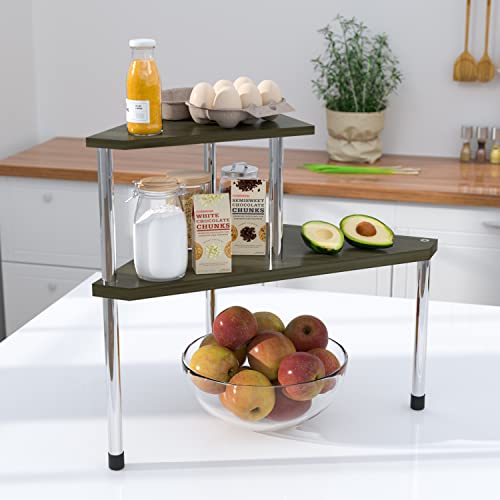 Weenson Bathroom Counter Organizer Corner Shelf - 2 Tier Bathroom Organization Bamboo Bathroom Sink Shelf Kitchen Countertop Organizer Adjustable Free-Standing Counter Storage Shelf(Antique) - Image 5