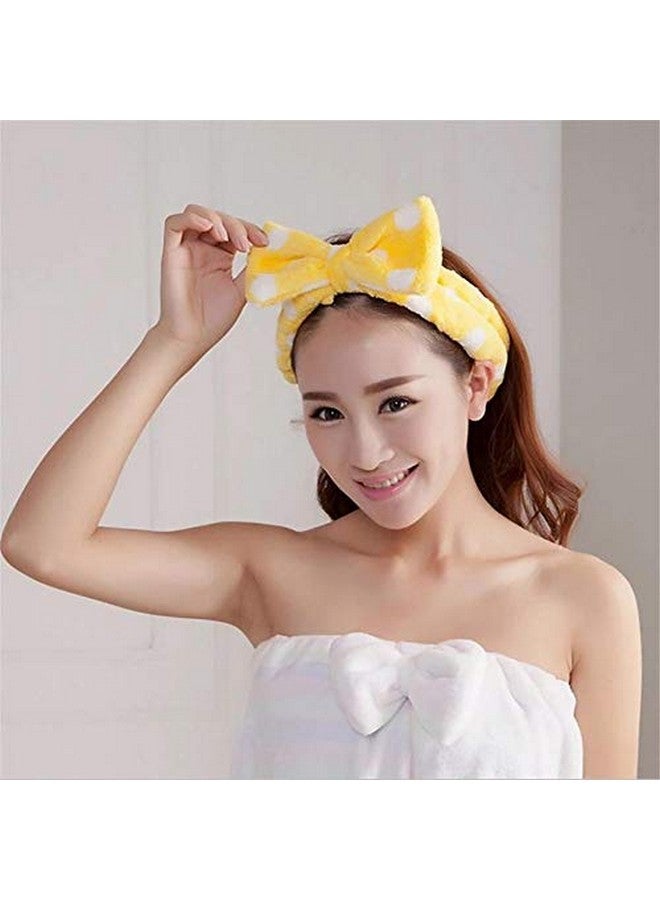 Romantic Facial Spa Makeup Cleansing Cute Bow Velvet Elastic Headband for Women (Pack of 2) - Multicolor - Image 3