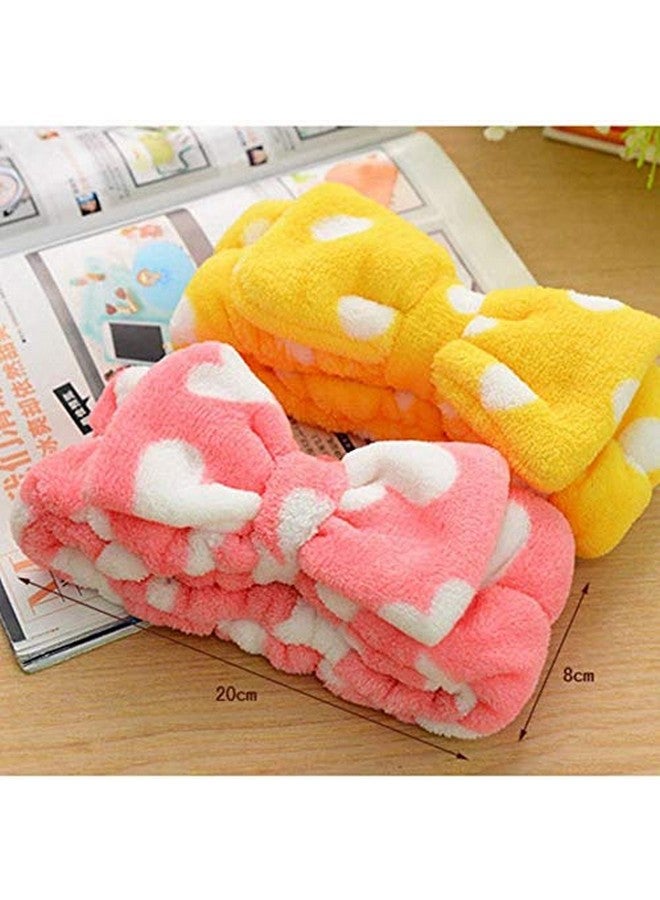 Romantic Facial Spa Makeup Cleansing Cute Bow Velvet Elastic Headband for Women (Pack of 2) - Multicolor - Image 1