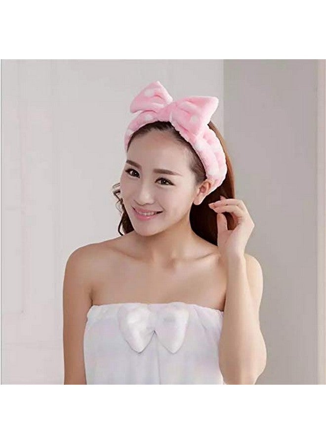 Romantic Facial Spa Makeup Cleansing Cute Bow Velvet Elastic Headband for Women (Pack of 2) - Multicolor - Image 4