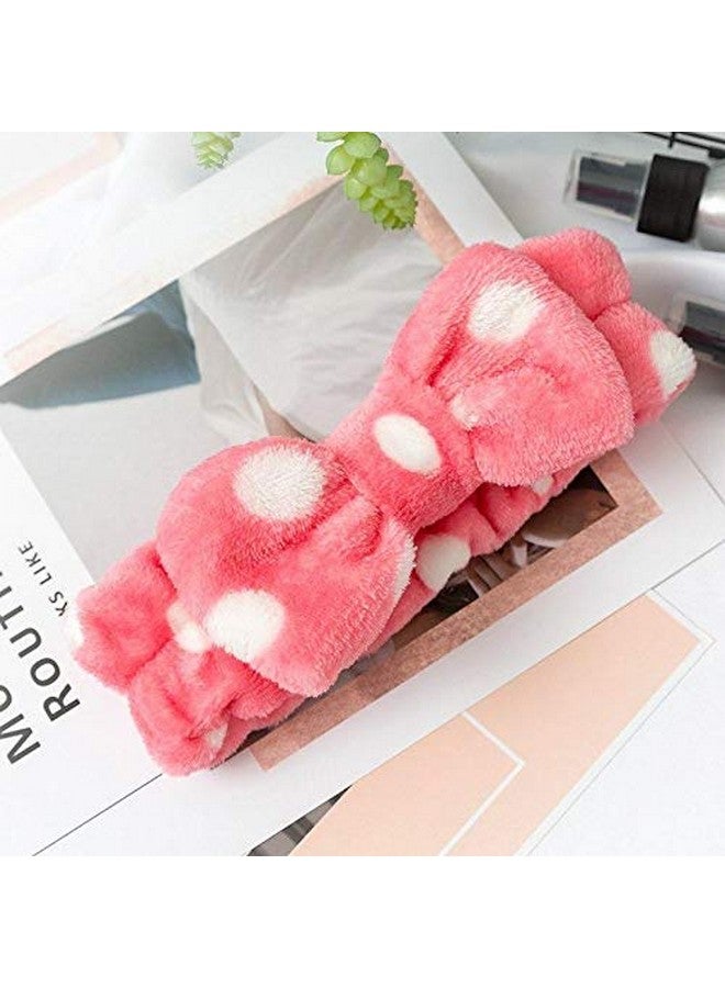Romantic Facial Spa Makeup Cleansing Cute Bow Velvet Elastic Headband for Women (Pack of 2) - Multicolor - Image 5