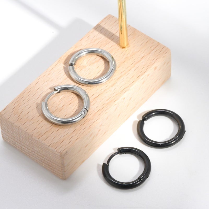 WU Commuter Simple Korean-Style Stainless Steel Round Earrings for Men and Women, Versatile Coil Ear Clips, Fake Hoop Earrings - Image 1