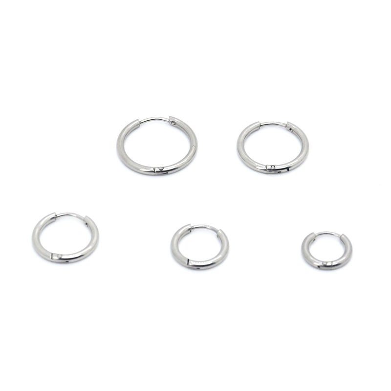 WU Commuter Simple Korean-Style Stainless Steel Round Earrings for Men and Women, Versatile Coil Ear Clips, Fake Hoop Earrings - Image 5
