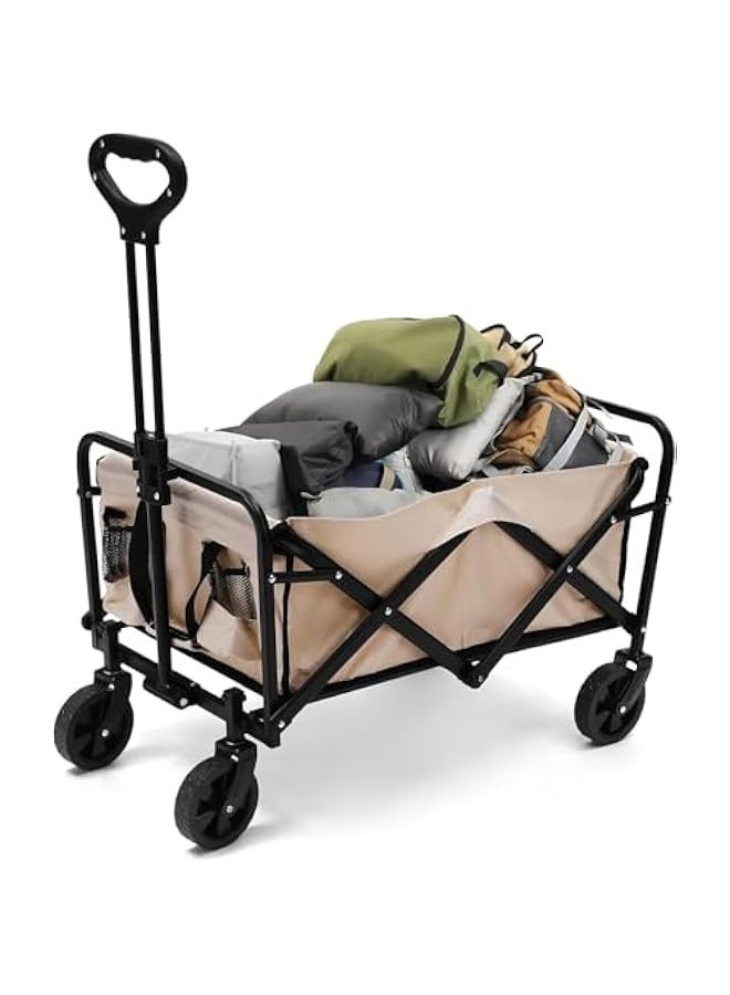 TRASSLE Garden Cart Foldable, Collapsible Foldable Wagon, Beach Wagon Cart Heavy Duty with Wheels Foldable, Utility Folding Grocery Wagon for Camping Sports Outdoor Activities  - Image 1